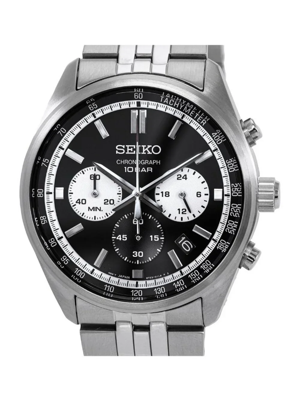 NWT Seiko Chronograph Quartz Black Dial Men's Watch